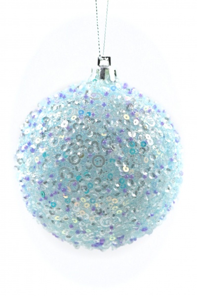 Куля новорічна Феєрверк 100 мм блакитний 8487