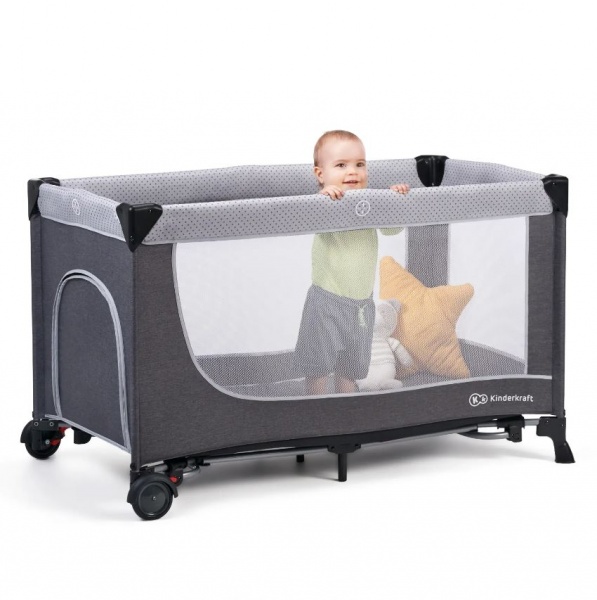 Манеж-ліжко Kinderkraft Leody Grey з пеленатором KCLEOD00GRY00AC