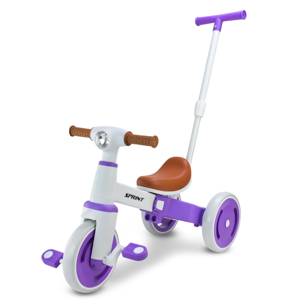 Велосипед трехколесный Shantou с родительской ручкой белый с фиолетовым TR2604