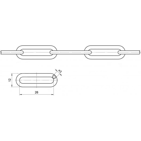 Ланцюг довголанковий 3 мм 1 м оцинкований