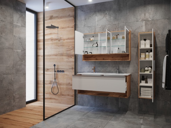 Зеркальный шкаф ЮВЕНТА Domus - 120 дуб натуральный 