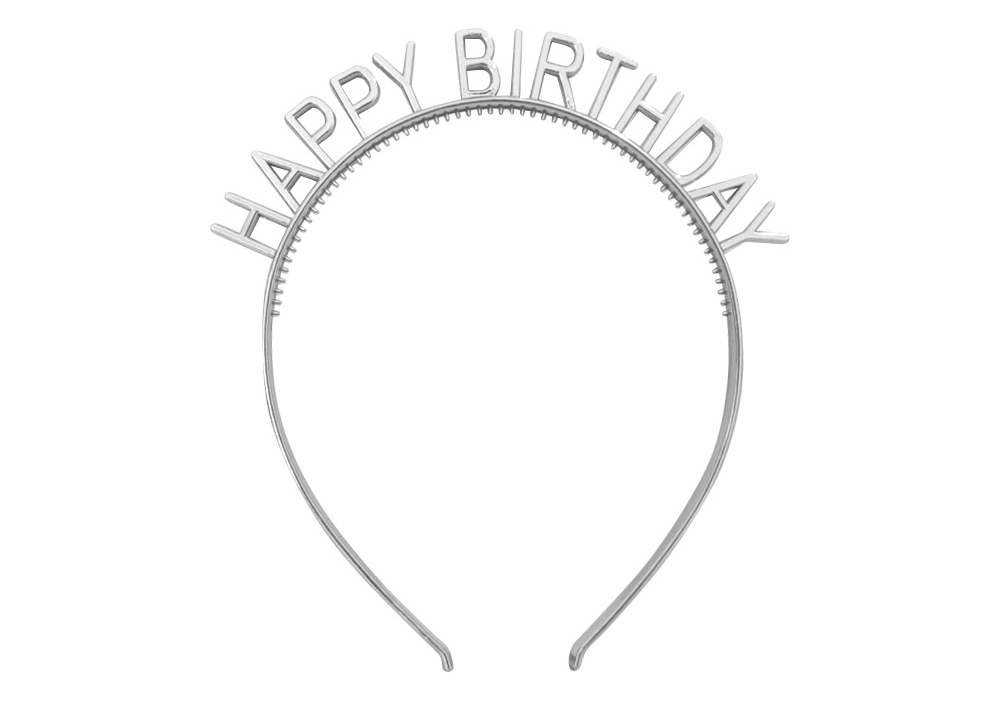 Обруч Happy Birthday серебристый Maxi