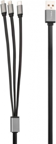 Кабель Gelius Pro Squid GP-UC102 3in1 (MicroUSB/Lightning/Type-C) 1,2 м черный 