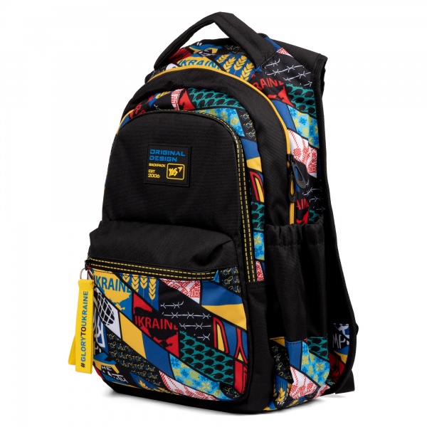 Рюкзак школьный YES Fashion T-133 Welcome to Ukraine черный