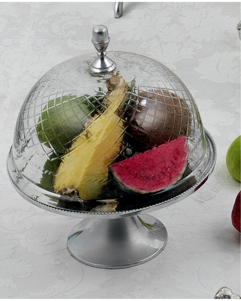 Тортовница на ножке со стеклянным куполом Royal 29x38 см 6947 HOFF 