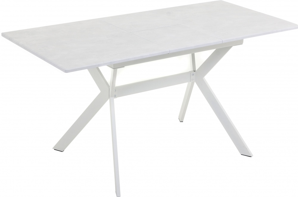Стол обеденный Канзас 1200(1550)x730x750мм бетон снежный/белый