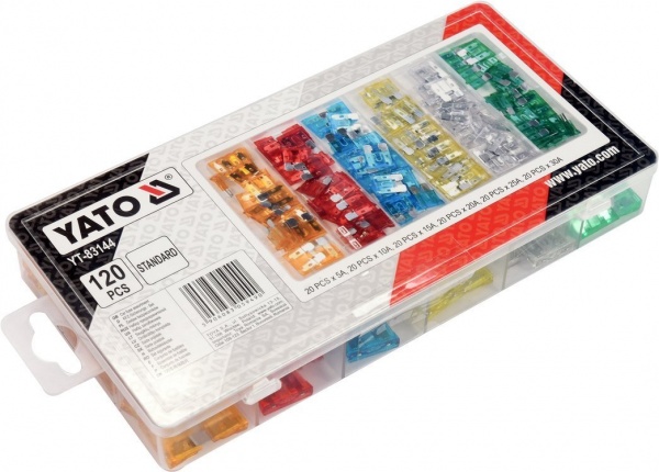 Запобіжники YATO Standard для струмів 5, 10, 15, 20, 25, 30A 120 шт.