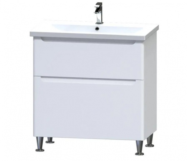 Тумба на ножках Aquarius POLA белый с умывальником Комо 80
