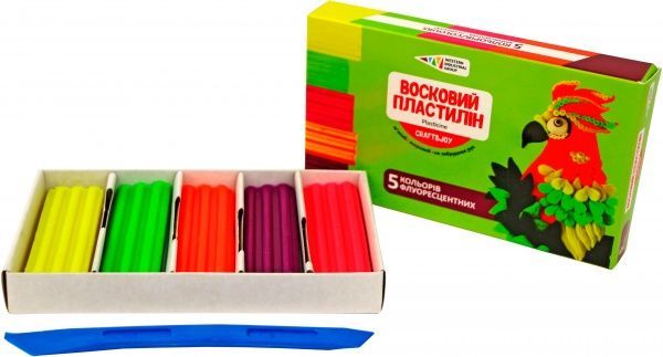 Пластилин восковой флуоресцентный CRAFT&JOY 5 цветов, 60 г Western Industrial Group