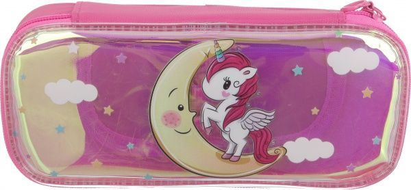 Пенал школьный Единорог на луне зеркальный
