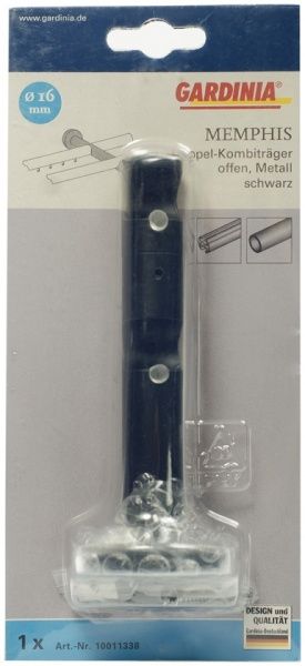 Тримач для карниза Gardinia Memphis відкритий подвійний набірний d16 мм чорний 