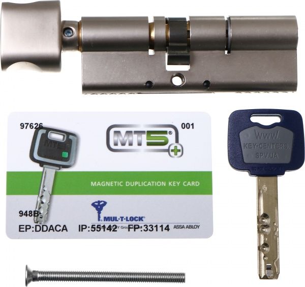 Цилиндр Mul-T-Lock MT5 50x40 ключ-вороток 90 мм матовый хром