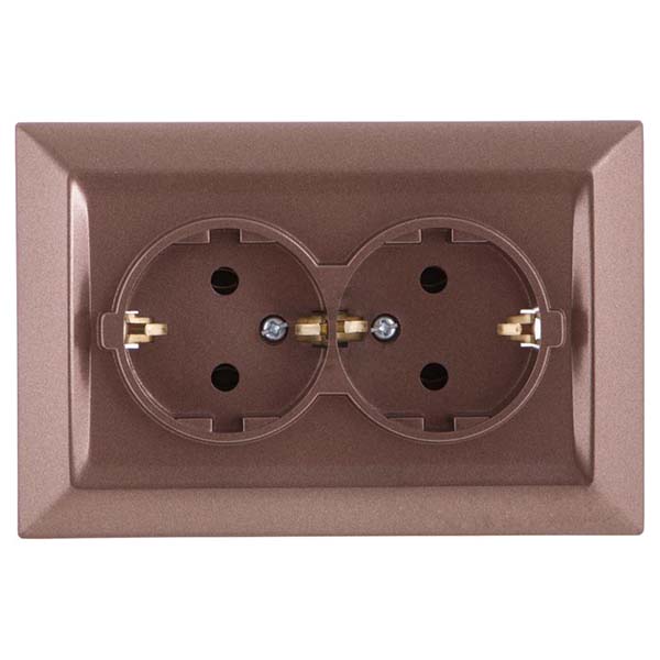 Розетка подвійна UP! (Underprice) Vesta коричневий