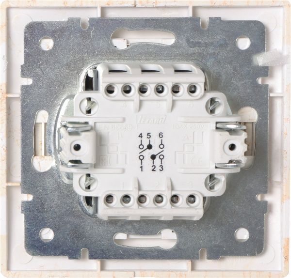 Переключатель проходной двухклавишный Lezard Mira без подсветки 220В дуб беленый матовый 701-5252-106