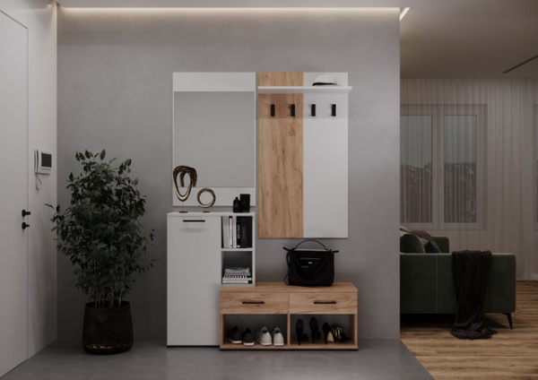 Передпокій з дзеркалом Visent Твінс 1400х400х2100 мм дуб крафт золотий/білий 