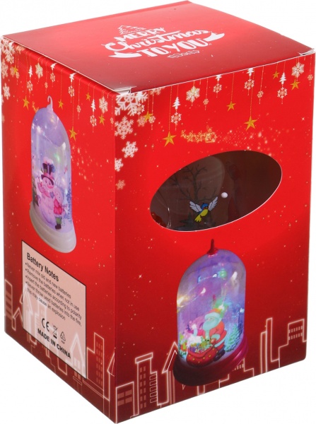 Сувенір новорічний з підсвіткою сніговик в колбі ZH-5017 світлодіодна (LED) 14,5 см 