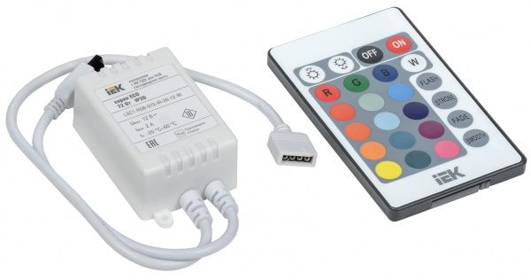 Контроллер + пульт IEK 12 В 72 Вт IP20 LSC1-RGB-072-IR-20-12-W 3 канала
