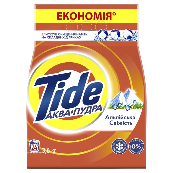 Стиральный порошок для машинной стирки Tide Аква-Пудра Альпийская свежесть 3,6 кг 