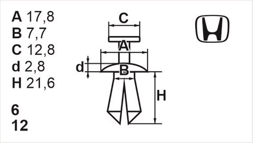 Клипса с резьбовым штырьком универсальная Romix (B17057)