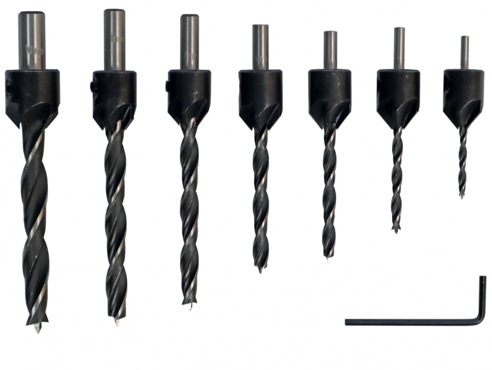 Набор сверл по дереву S&R Meister с зенкером 3-10 мм 7 шт. 216900007