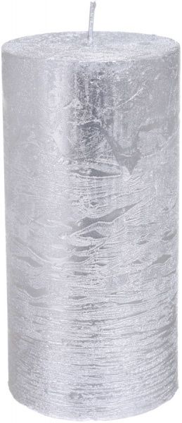 Свеча Цилиндр металлик серебро 12 см ESTE