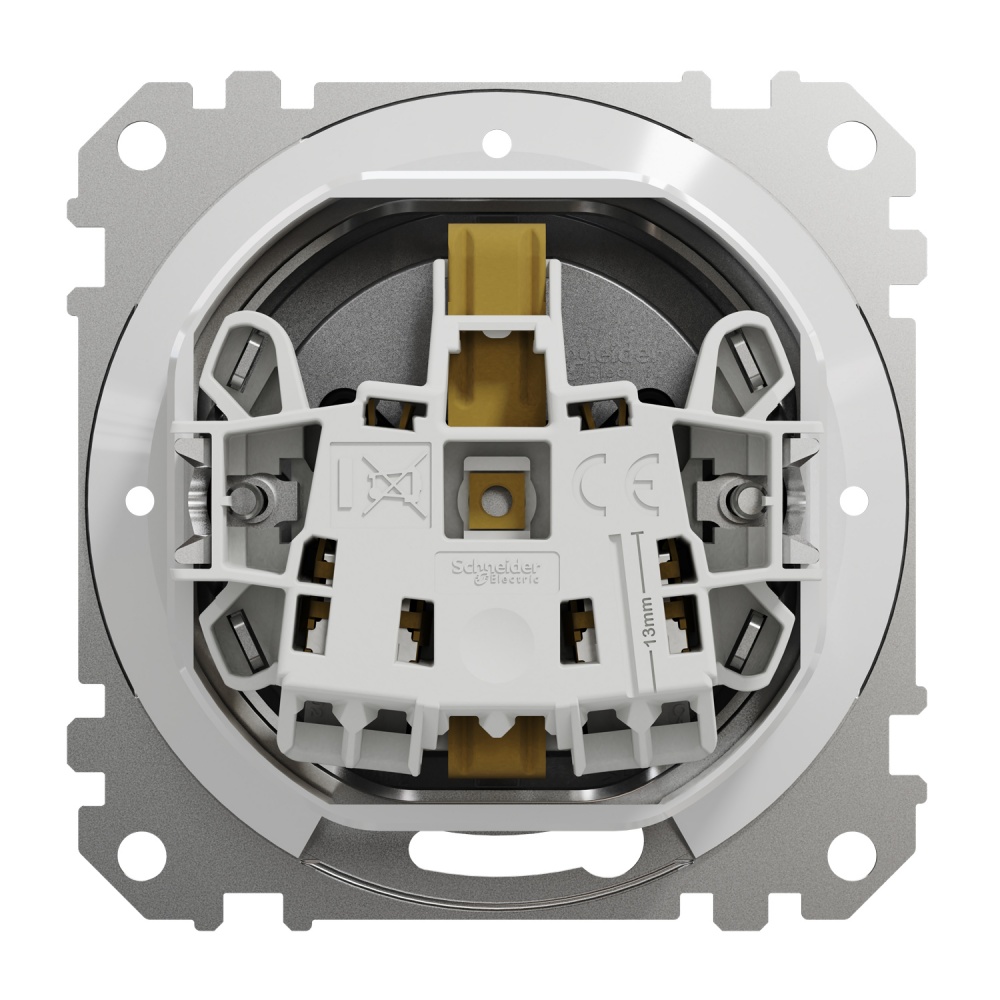 Розетка силовая с заземлением Schneider Electric Sedna Design со шторками с крышкой алюминий SDD213024