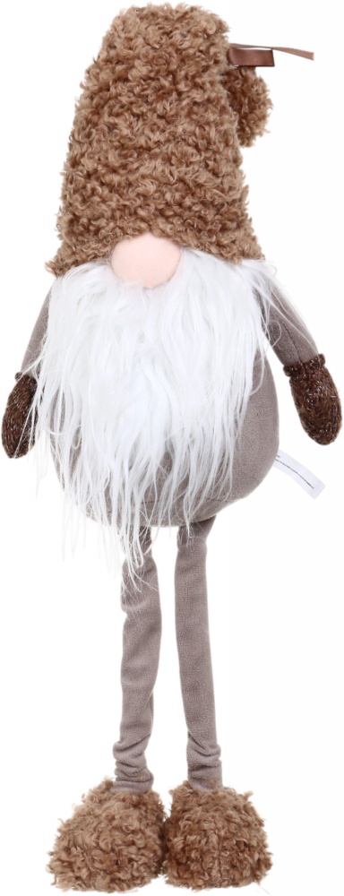 Декорация новогодняя гном стоящий бежево-коричневый 16х56 см