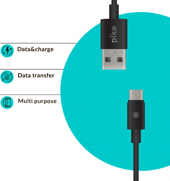 Кабель Piko USB – microUSB 2 м чорний CB-UM12
