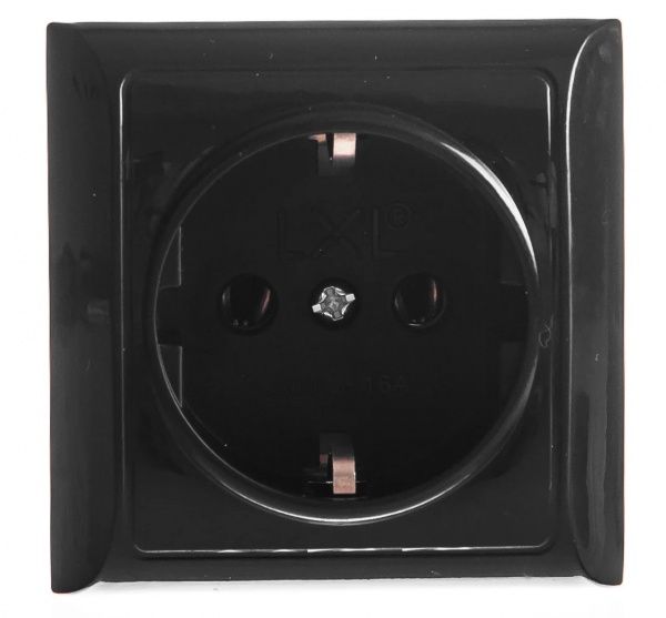 Розетка двойная с заземлением UP! (Underprice) без крышки черный 2211 BLACK