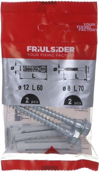 Дюбель универсальный с винтом для дерева 12x60 мм 2 шт. Friulsider