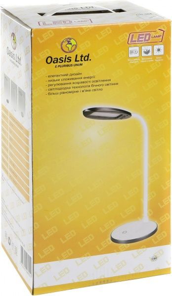 Настольная лампа офисная OASIS светодиодная 5 Вт серебряный GD-504 silver 