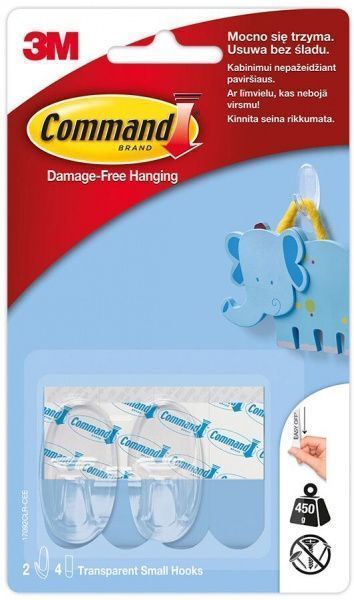 Крючок Command малый прозрачный 2 шт. 17092CLR
