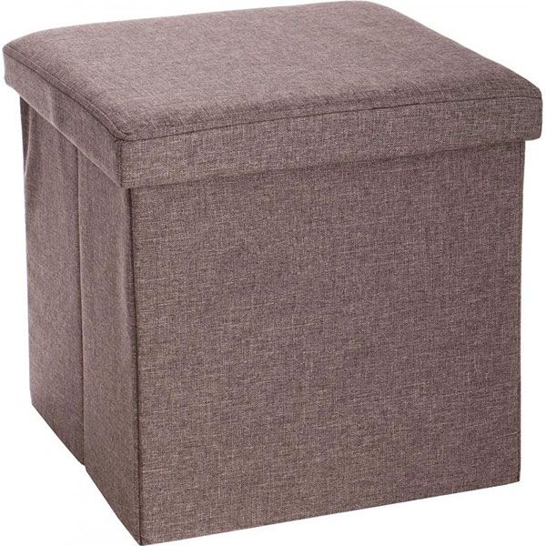Ящик-пуф складаний текстильний коричневий 380x380x380 мм