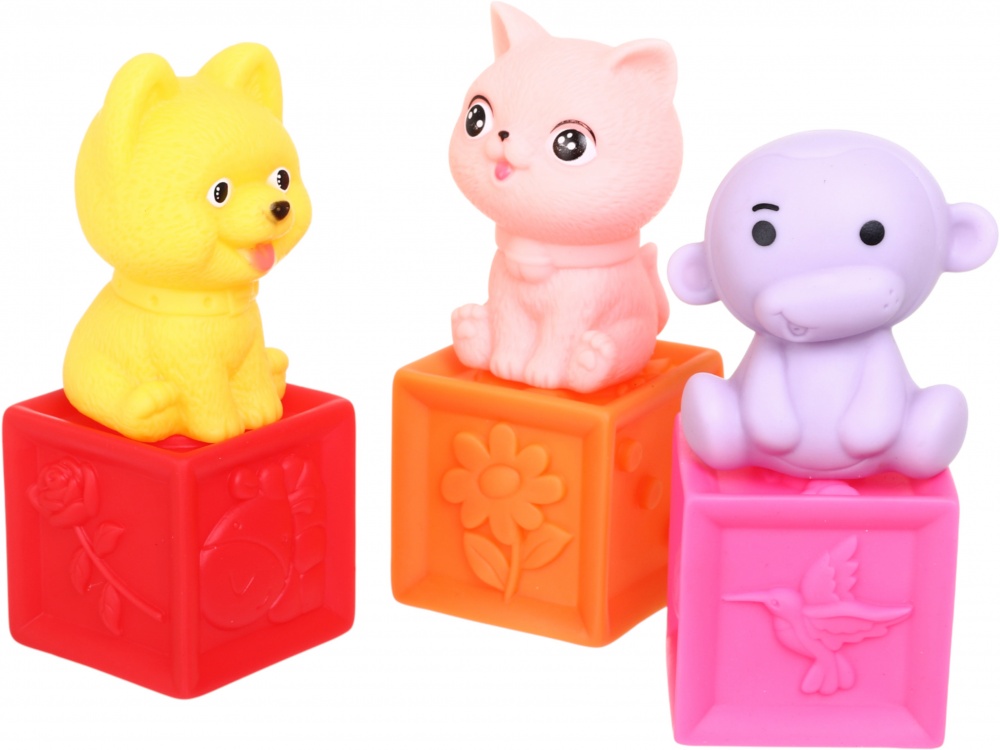 Набір іграшок для купання Jia Cheng кубики/фігурки текстурні барвисті 6 шт. OTG0975522