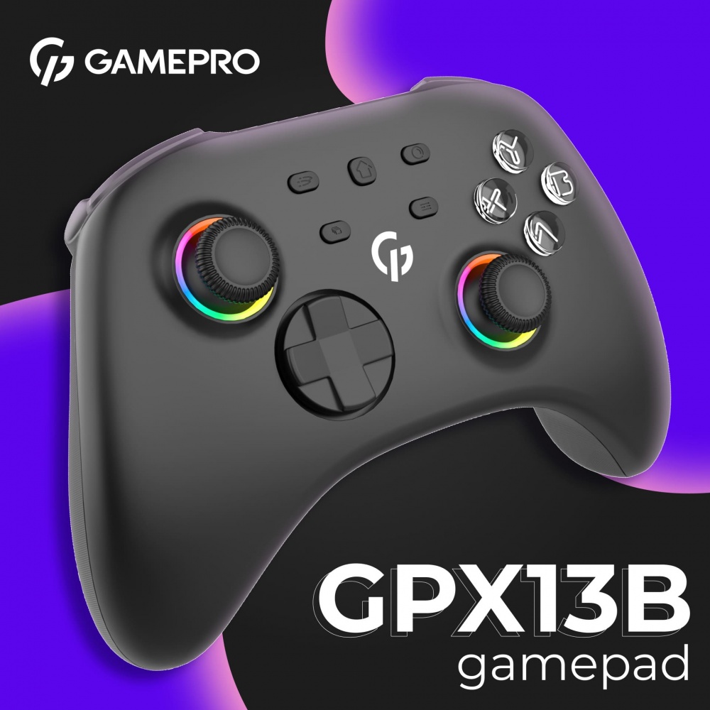 Геймпад бездротовий GamePro GPX13B 2.4G/BT 5.1/USB (Switch/PC/iOS/Android) RGB Black black