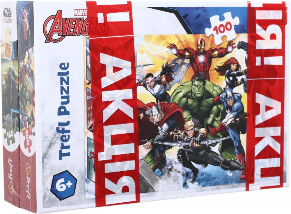 Набор пазлов Trefl (100 + 160 элементов) Мстители и Грогу/Звездные Войны 16431/15411