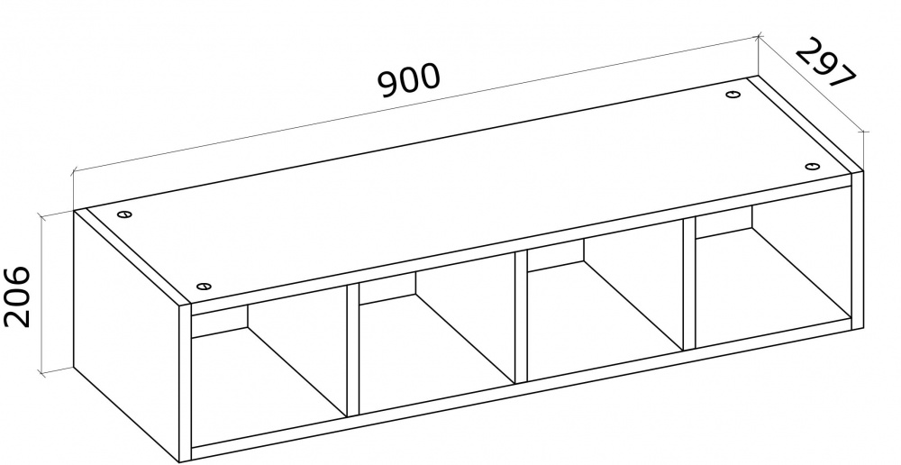 Шкаф верхний Грейд Оптимум открыта 900x210x297 мм серый графит
