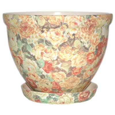 Горшок керамический Керамол БК Танго круглый 3,5 л белый с золотистым 