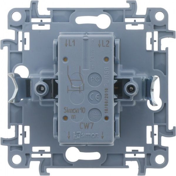 Вимикач прохідний одноклавішний Simon 10 без підсвітки 10 А 250В кремовий CW6.01/41