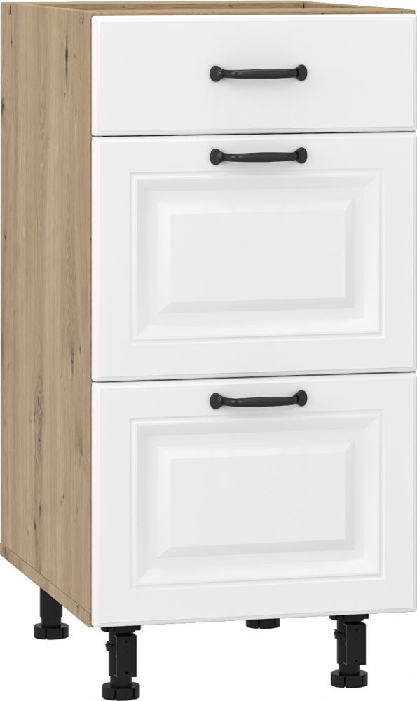 Тумба нижня з ящиком Q-25 Ня-3 (1+2) 40/82/54 МС Глорія біла емаль/дуб артізан Грейд