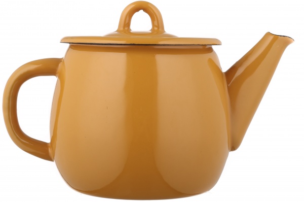 Чайник сферический эмалированный 1 л горчичный Idilia