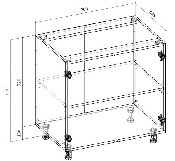 Тумба нижняя Грейд распашная ТОП 800x820x522 мм ваниль 