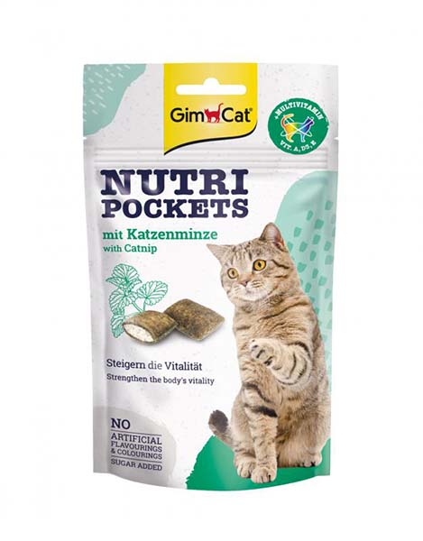 Витамины GimCat Nutri Pockets with Catnip & Multi-Vitamin, с котячей мятой, 60г.