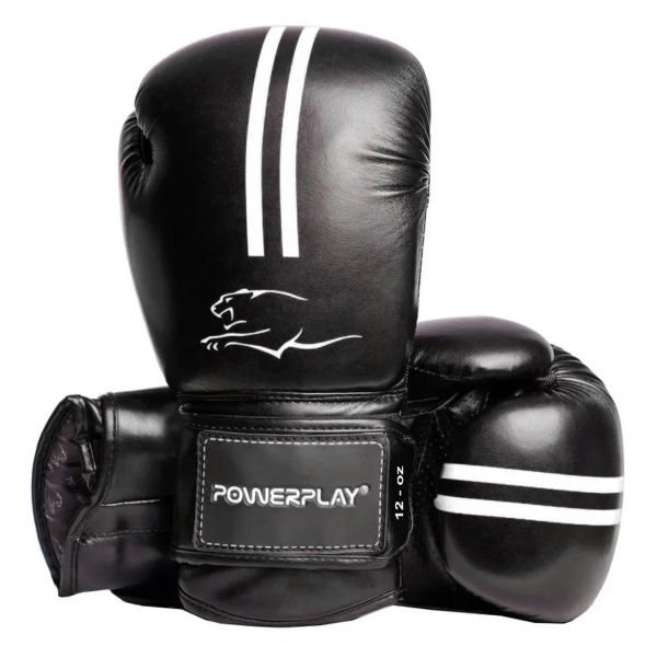 Боксерські рукавиці PowerPlay р. 12 12oz 3016_12 чорний із білим