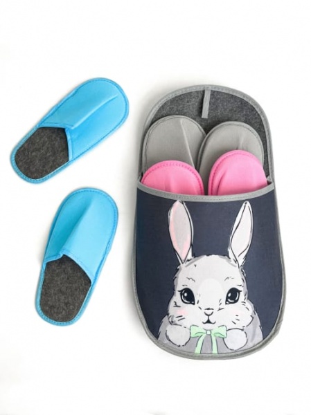 Набір капців для гостей La Nuit Rabbit 5 пар 8158 сірий із малюнком 