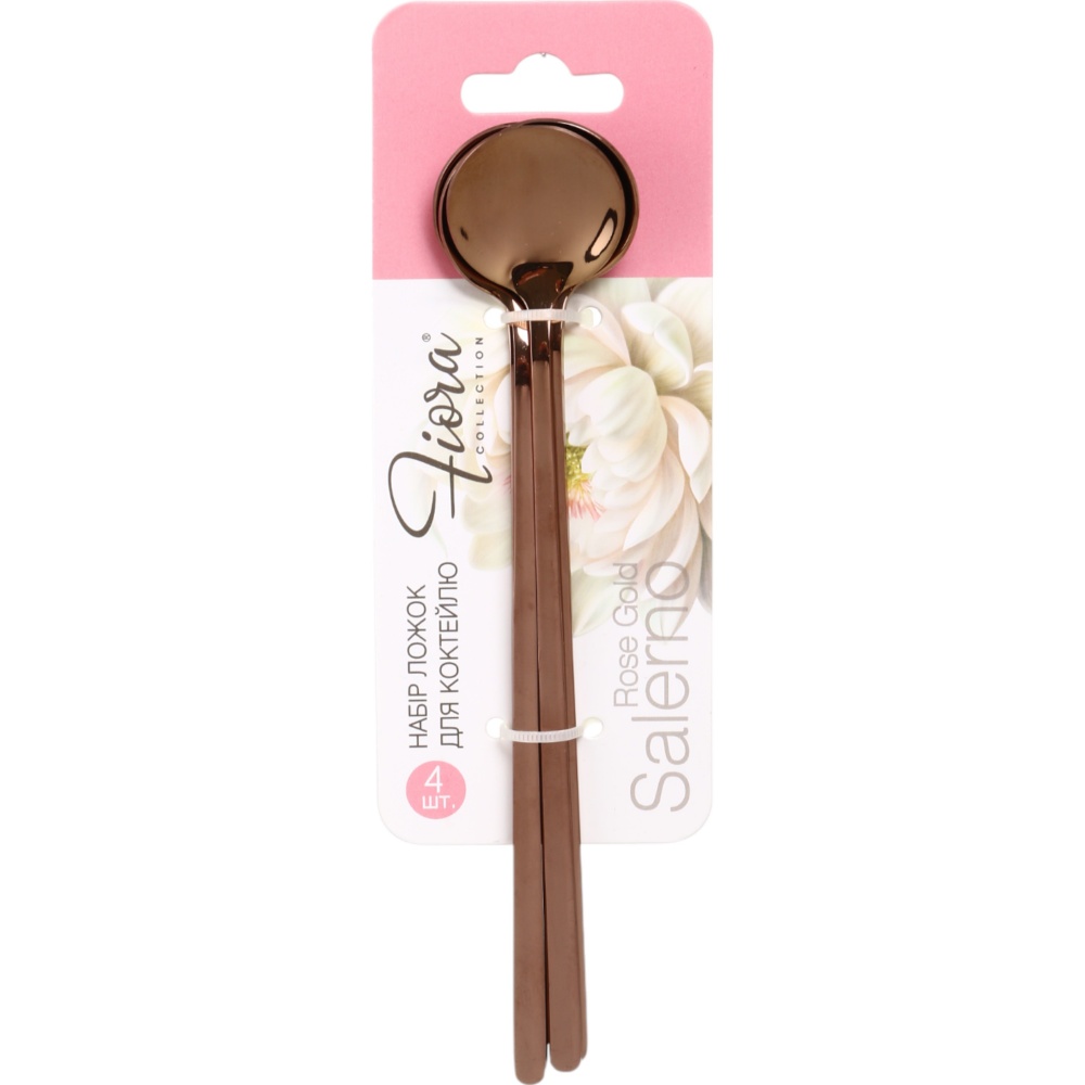 Набір чайних ложок Fiora Salerno Rose Gold 17,2х3 см нержавіюча сталь 4 шт.