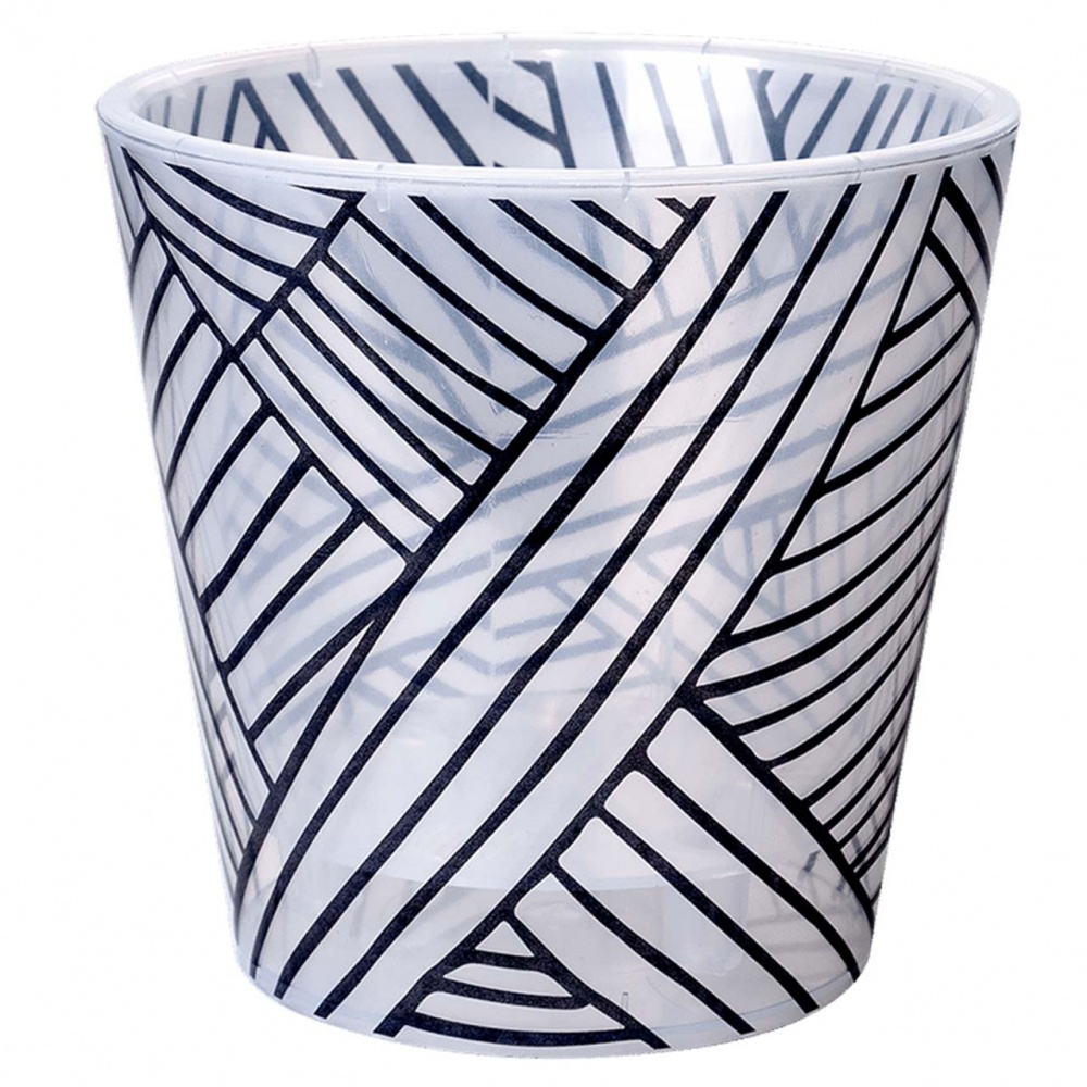 Вазон пластик Деко d16x15,5 см з декором Этно круглый прозрачный 1,8 л Алеана (114047)