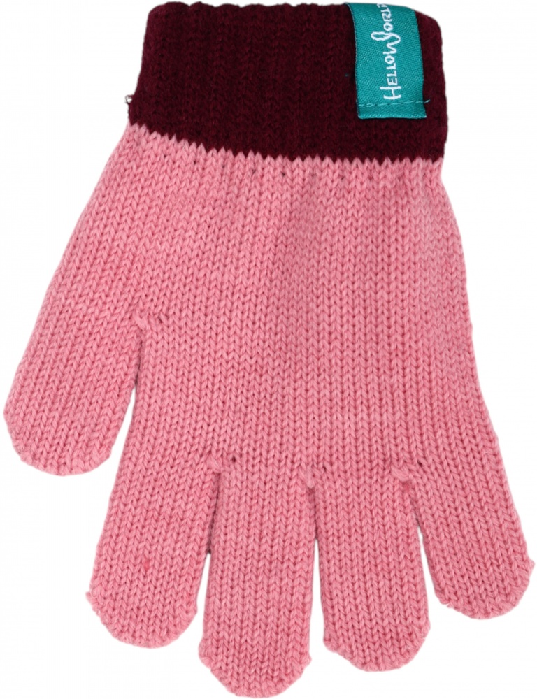 Рукавицы HW для девочек р.14 /розовый/коричневый