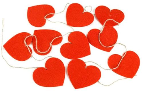 Декоративная гирлянда Сердца из фетра красные 100 см 