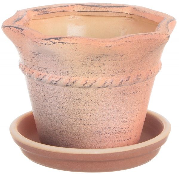 Горщик Viet Thanh Ceramic з блюдцем торбинка 15х11 см VT.9811-3 фігурний коричневий 